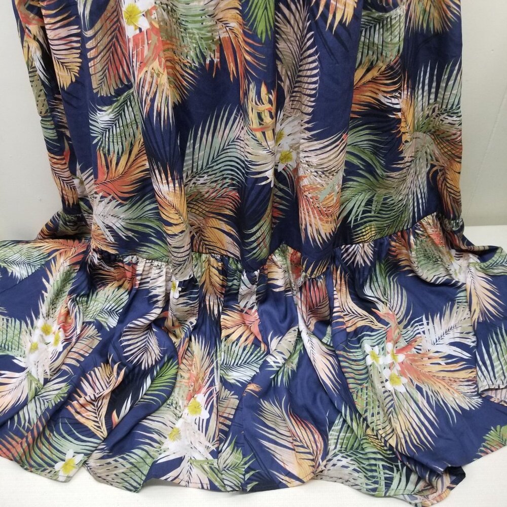 Terra Sky 3X Tropical Floral Dress Tiered Ruffle Sleeveless Summer Beach - Picture 8 of 10